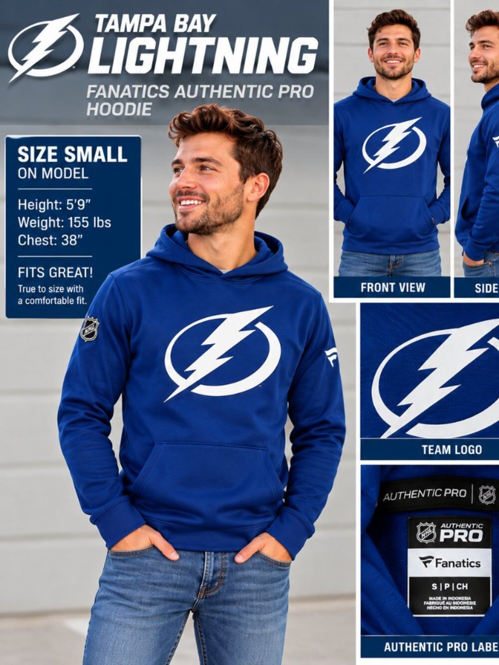 Fanatics Authentic Pro Tampa Bay Lightning NHL Pullover Hoodie Blue Men's Small